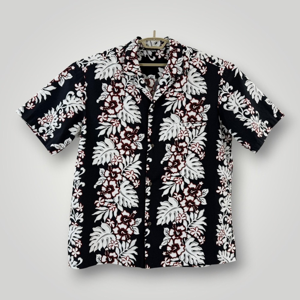 Royal Creations Hawaiian Shirt Mens XL Black Floral Made Hawaii Cotton